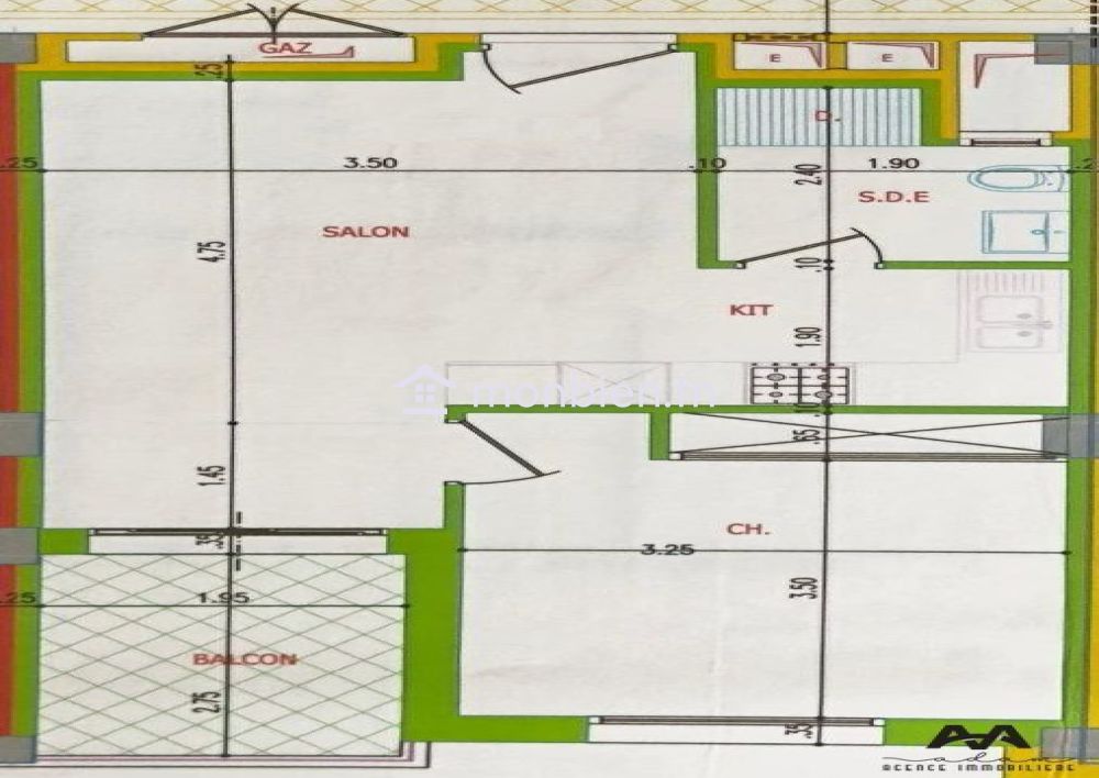 Appartement S+1 de 64m² au 1er etage à AFH2 Mrezga.